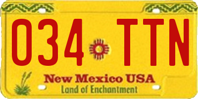 NM license plate 034TTN