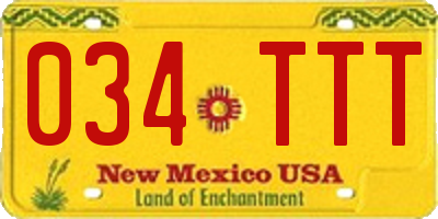 NM license plate 034TTT