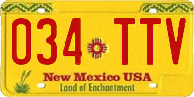 NM license plate 034TTV