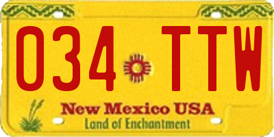 NM license plate 034TTW