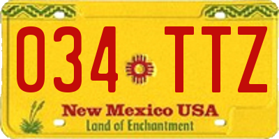 NM license plate 034TTZ