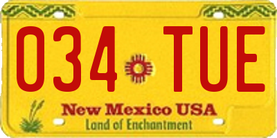 NM license plate 034TUE