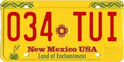 NM license plate 034TUI