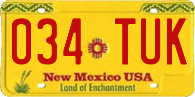 NM license plate 034TUK