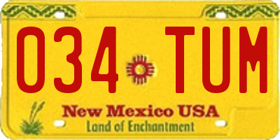 NM license plate 034TUM
