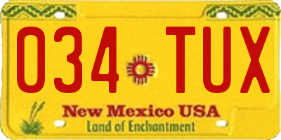 NM license plate 034TUX