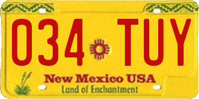 NM license plate 034TUY