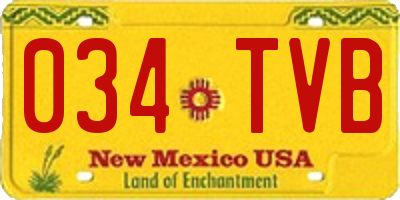 NM license plate 034TVB