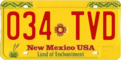 NM license plate 034TVD