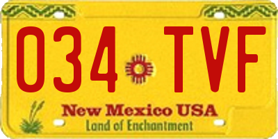 NM license plate 034TVF