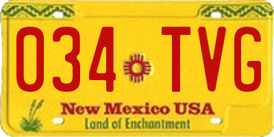 NM license plate 034TVG