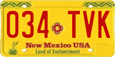 NM license plate 034TVK