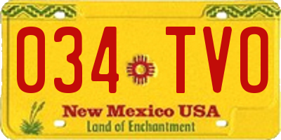 NM license plate 034TVO