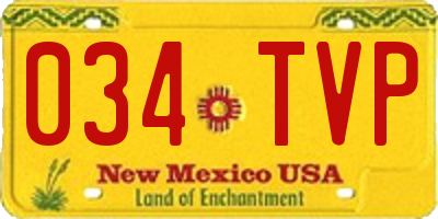 NM license plate 034TVP