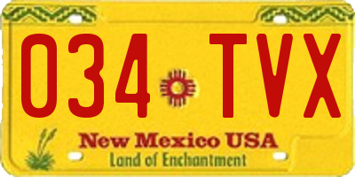 NM license plate 034TVX