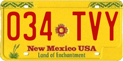 NM license plate 034TVY