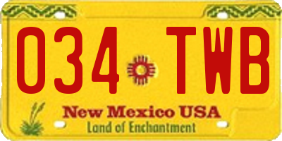 NM license plate 034TWB