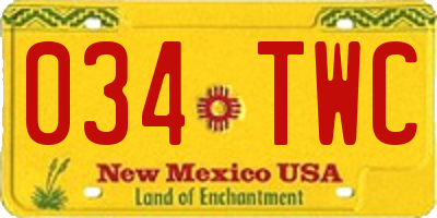 NM license plate 034TWC