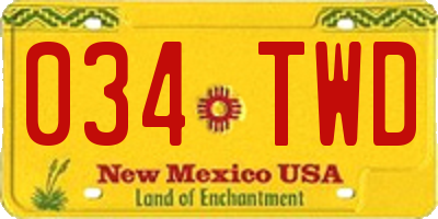 NM license plate 034TWD