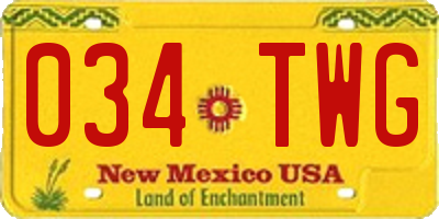 NM license plate 034TWG