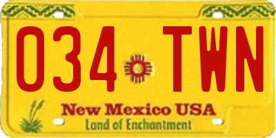 NM license plate 034TWN