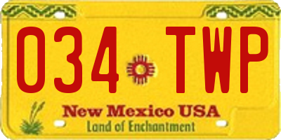NM license plate 034TWP