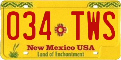 NM license plate 034TWS