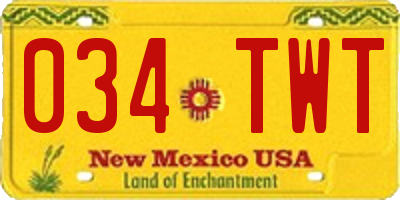 NM license plate 034TWT