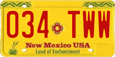 NM license plate 034TWW