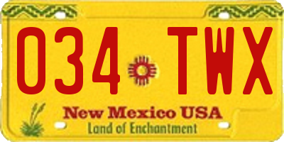 NM license plate 034TWX
