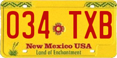 NM license plate 034TXB