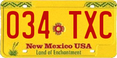 NM license plate 034TXC