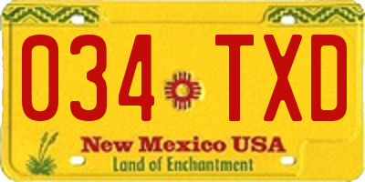 NM license plate 034TXD
