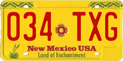 NM license plate 034TXG