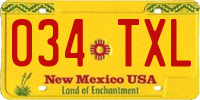 NM license plate 034TXL