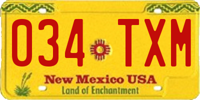 NM license plate 034TXM