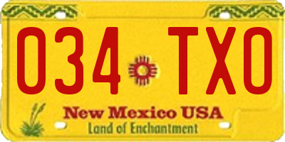 NM license plate 034TXO