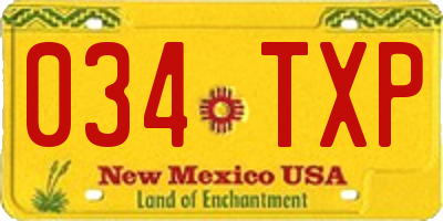 NM license plate 034TXP
