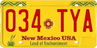 NM license plate 034TYA