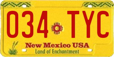 NM license plate 034TYC