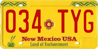 NM license plate 034TYG