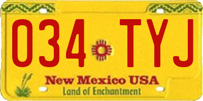 NM license plate 034TYJ