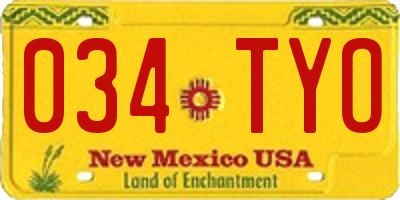 NM license plate 034TYO