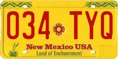 NM license plate 034TYQ
