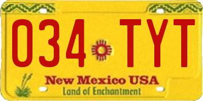 NM license plate 034TYT