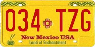 NM license plate 034TZG