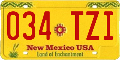 NM license plate 034TZI