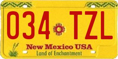 NM license plate 034TZL