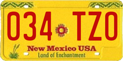 NM license plate 034TZO