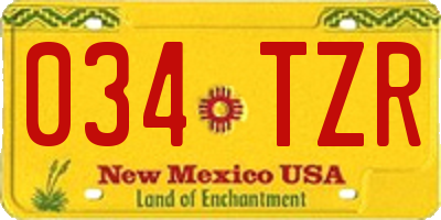 NM license plate 034TZR